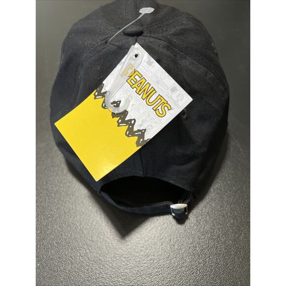 Peanuts Snoopy Baseball Cap Hat Black Chenille Patch Strap Back Cotton OS NEW - Picture 3 of 8